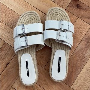 White sandals with low platform
